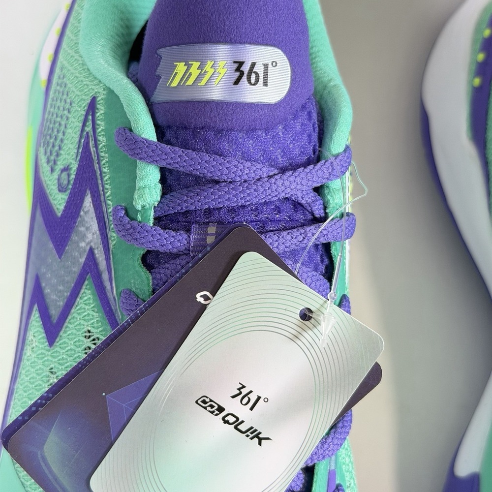 361 Degrees Big 3 V Size-US 11.5 Mens Quick Ignite C 2421-9111 Green Purple - Picture 6 of 8